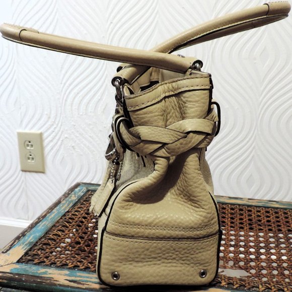 Coach Hampton Collection tan pebble leather satchel with braided detail NWOT - Picture 5 of 12